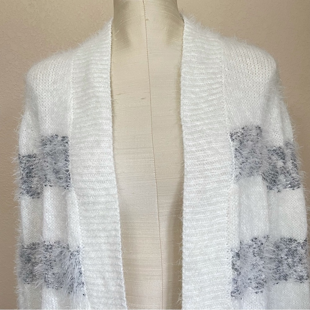 Peyton Primrose Open Front Striped Fuzzy Knit Car… - image 4